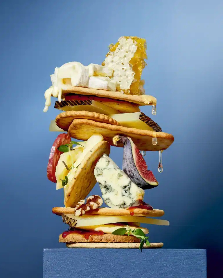 cheese food photographer london stack sculptural