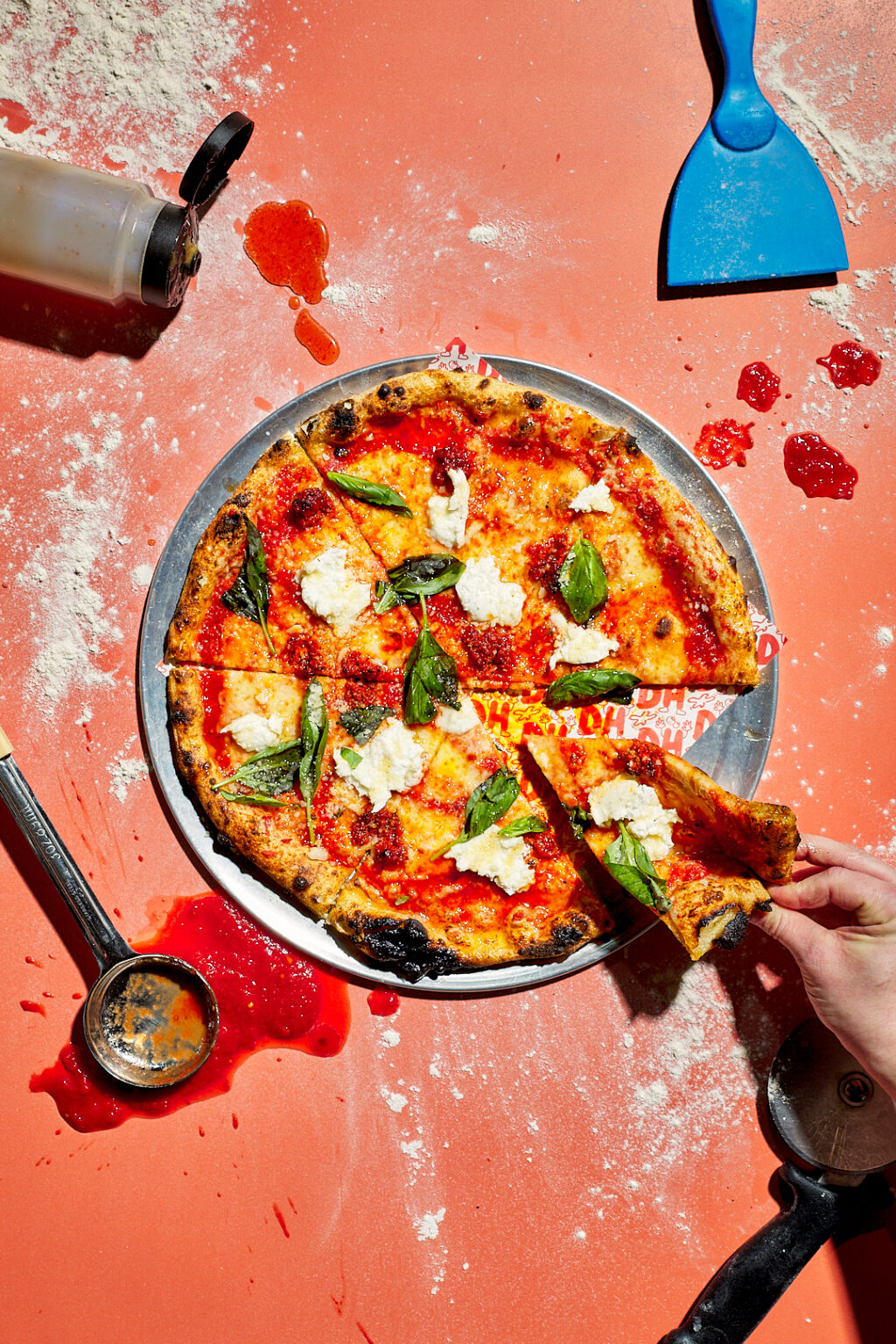 dough hands pizza slice photography london