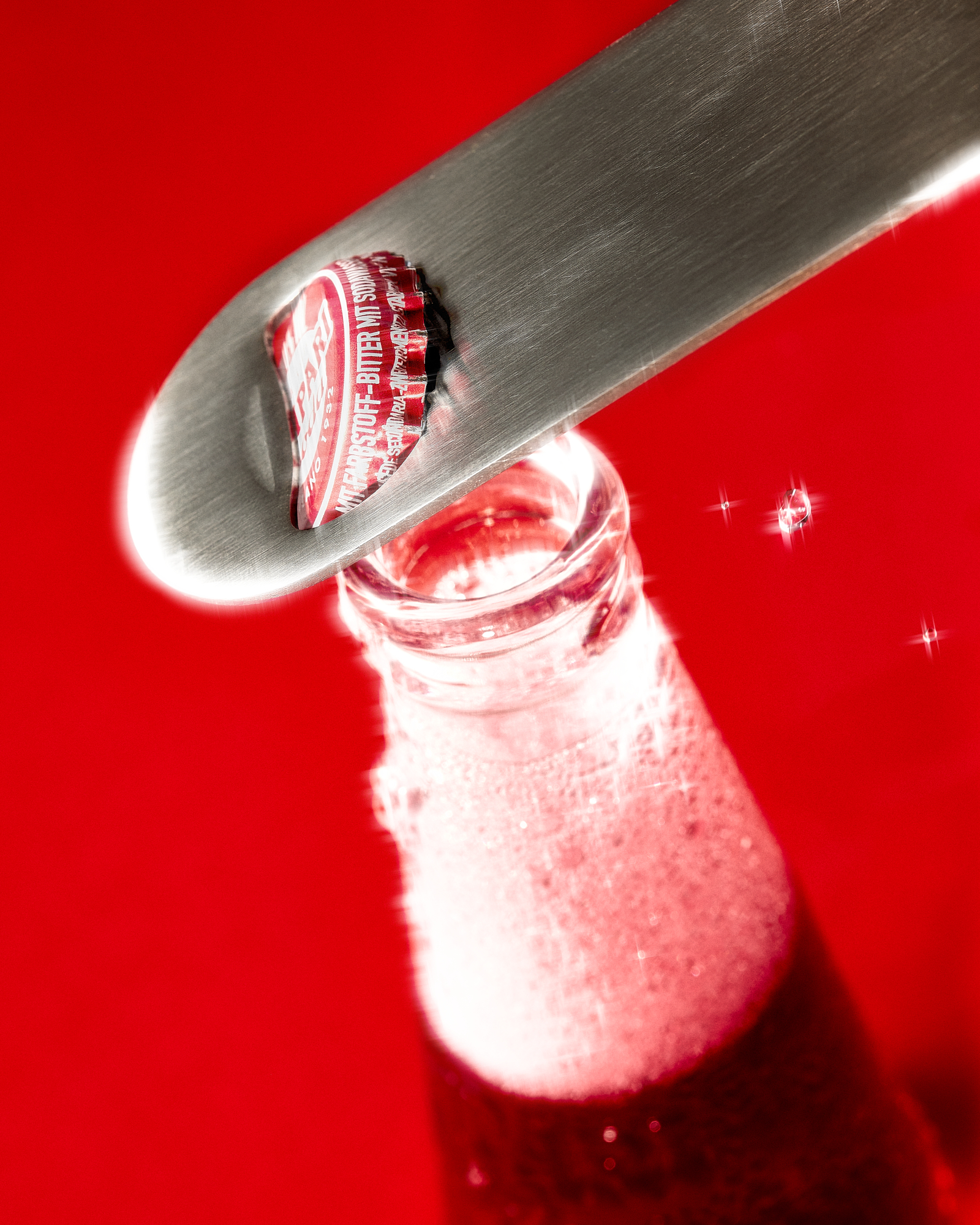 campari soda bottle being opened flare