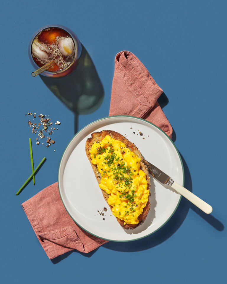 scrambled eggs on toast graphic photograph